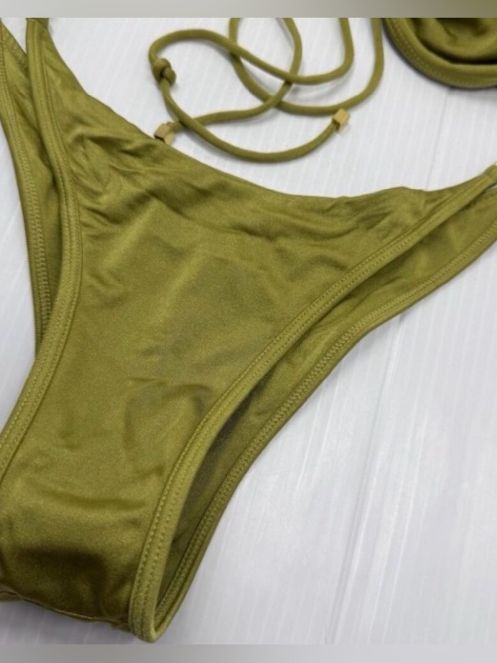 Olive Green Bandeau Tie-Back Bikini Set - Women - Picture 5 of 5